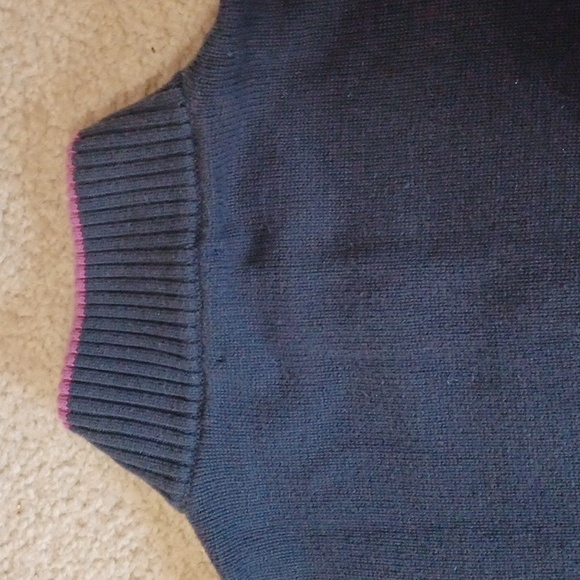 Christopher & Banks Navy Zip-Up Cardigan With Striped Sleeves - Picture 14 of 15